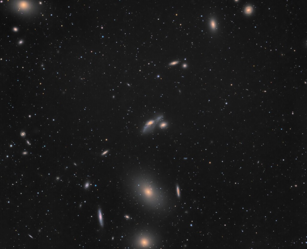 La chaîne de Markarian (nom du découvreur de leurs relations) est composée de 8 galaxies qui ont un mouvement commun. Les autres galaxies visibles ne figurent pas dans cette chaîne.